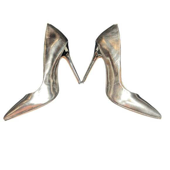 BCBGMAXAZRIA heels, metallic silvery Pointed Toe pump Size 7M - Picture 9 of 11